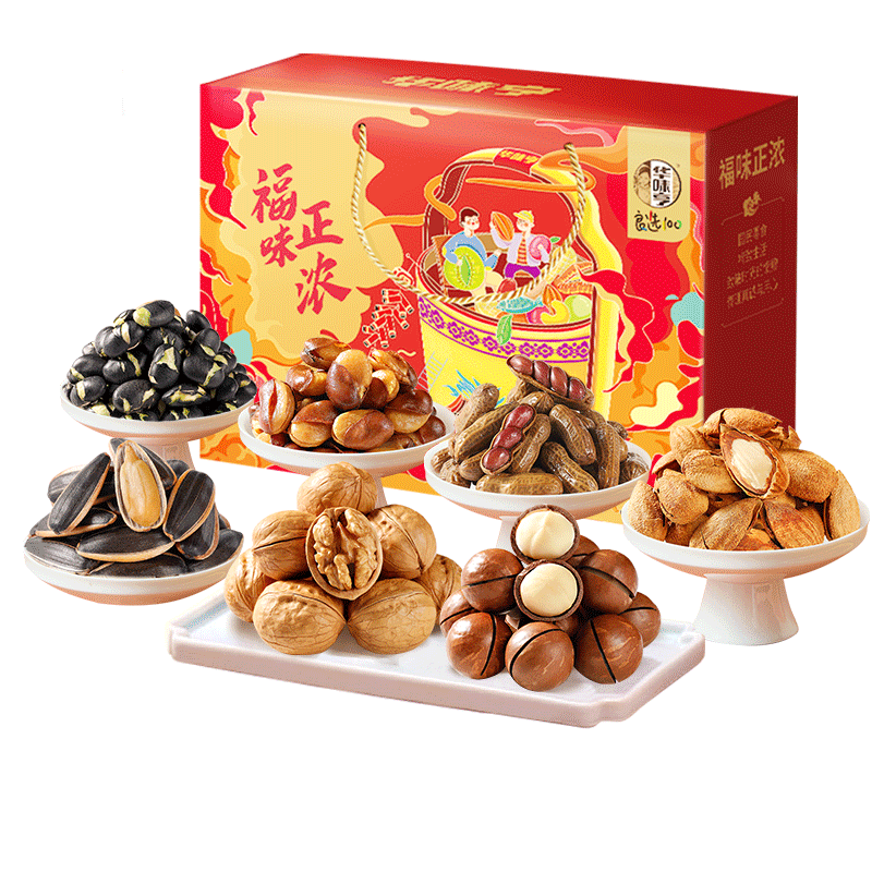 【华味亨_福味正浓1550g/9袋】送礼礼盒坚果零食年货礼盒大礼包