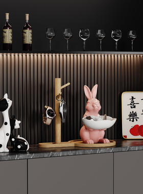 进门钥匙收纳摆件客厅玄关入户鞋柜装饰轻奢高档托盘乔迁新居礼物