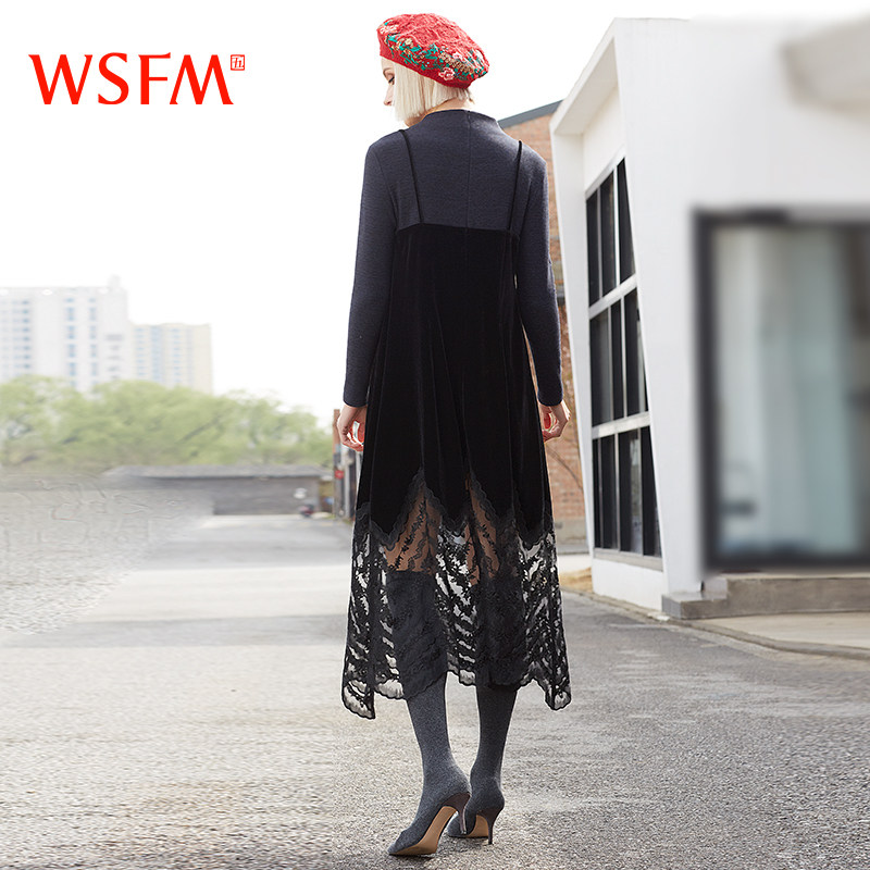 五色风马民族风秋季新品拼接连衣裙 五色风马服饰连衣裙