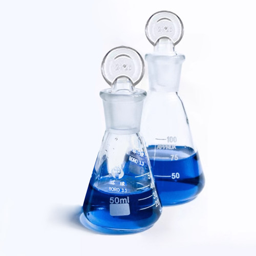 50ml100ml环球具塞三角瓶 三角烧瓶带玻璃塞24#标准口玻璃锥形瓶 - 图0