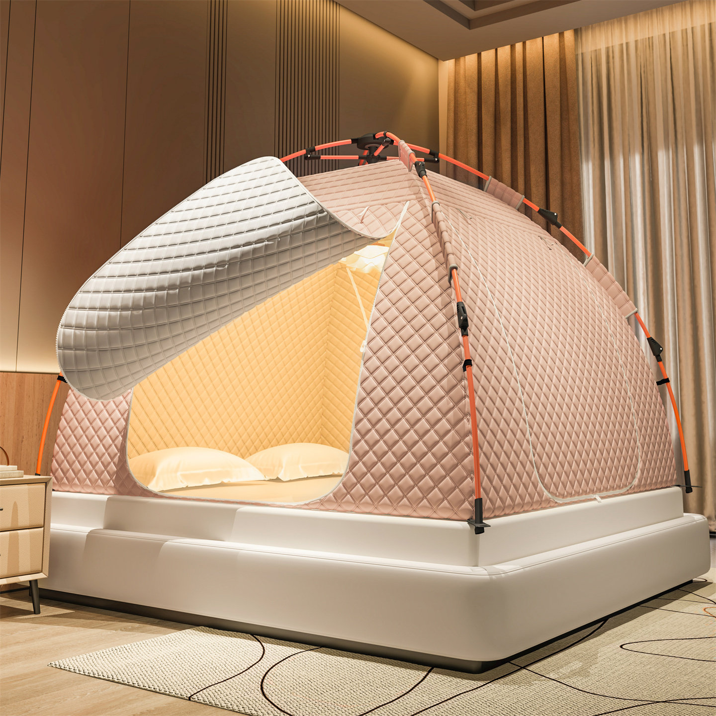 冬季床上帐篷室内家用秋冬保暖户外防风防寒夹加棉加厚成人可睡觉,淘宝优惠券,粉丝福利购,淘宝优惠卷