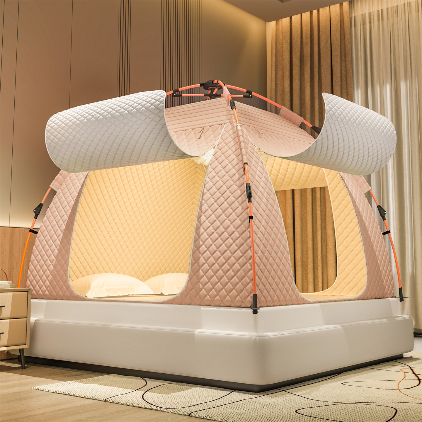 冬季床上帐篷室内家用秋冬保暖户外防风防寒夹加棉加厚成人可睡觉,淘宝优惠券,粉丝福利购,淘宝优惠卷