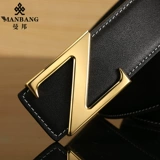 曼邦 Ремень с буквами, кожаные штаны из нержавеющей стали, воловья кожа, из натуральной кожи