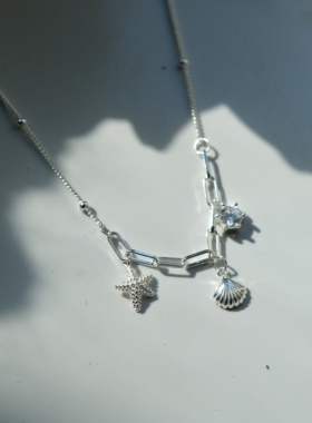 通体925纯银精致气质贝壳项链