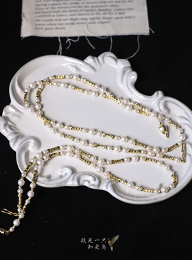 法式复古施家珍珠叠戴锁骨链项链