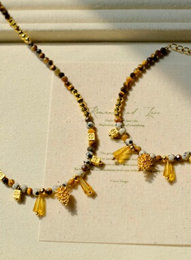 《林深不知处》原创秋冬美拉德天然虎眼石串珠流苏项链手链锁骨链