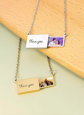 diy定制彩色照片信封项链送女友