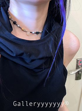 Gallery天然石拼接串珠锁骨链