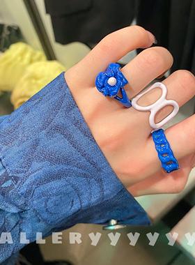 设计手工滴油不褪色质感几何戒指