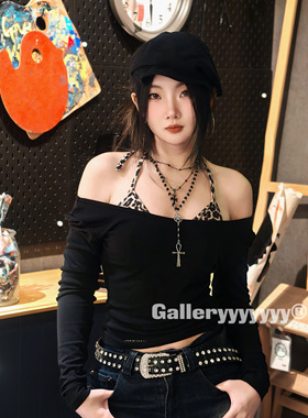 Gallery暗黑双层叠戴十字架项链