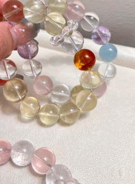糖果多巴胺天然紫水晶白水晶海蓝宝大珠多宝水晶手串送闺蜜