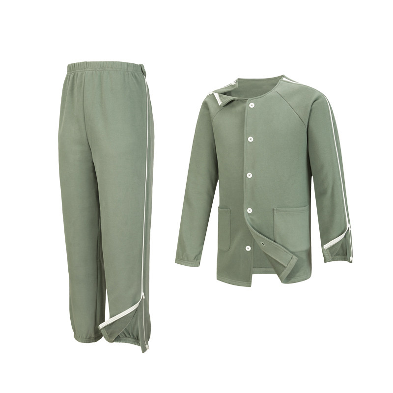 春秋纯棉易穿脱护理服瘫痪卧床骨折病人睡衣术后拉链衣服化疗康复