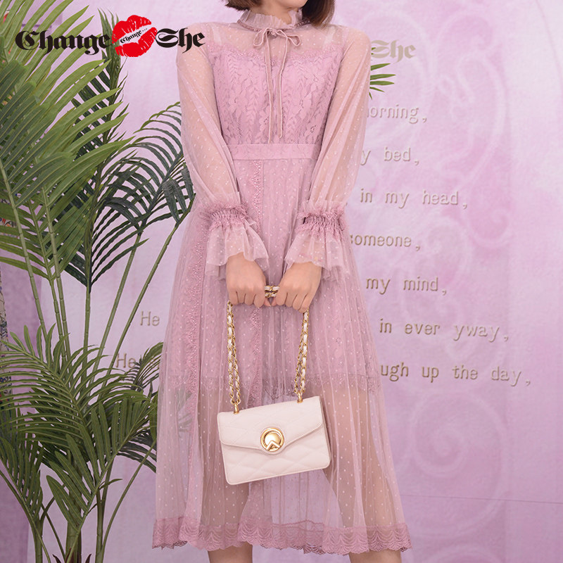 change she千细2020新款蕾丝连衣裙 changeshe连衣裙