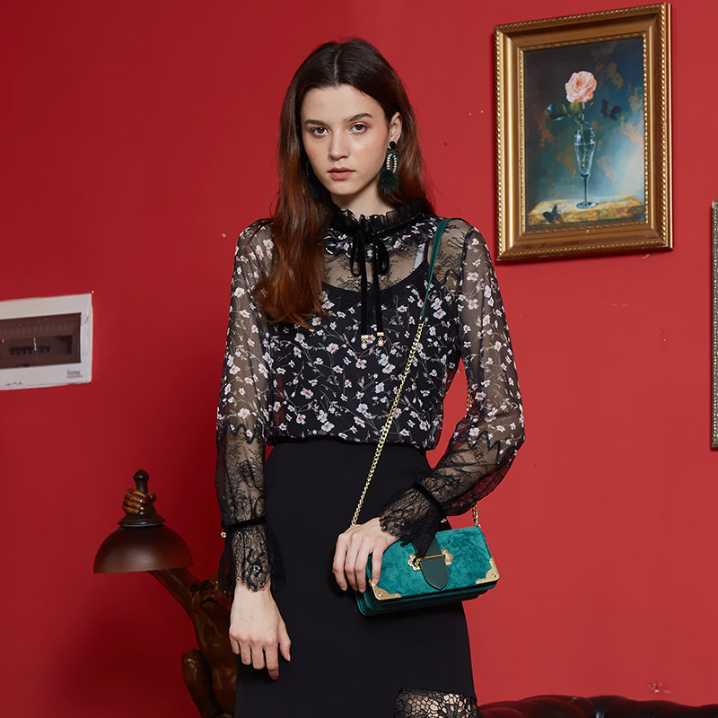 change she千细2020春装新品雪纺衫 changeshe蕾丝衫/雪纺衫