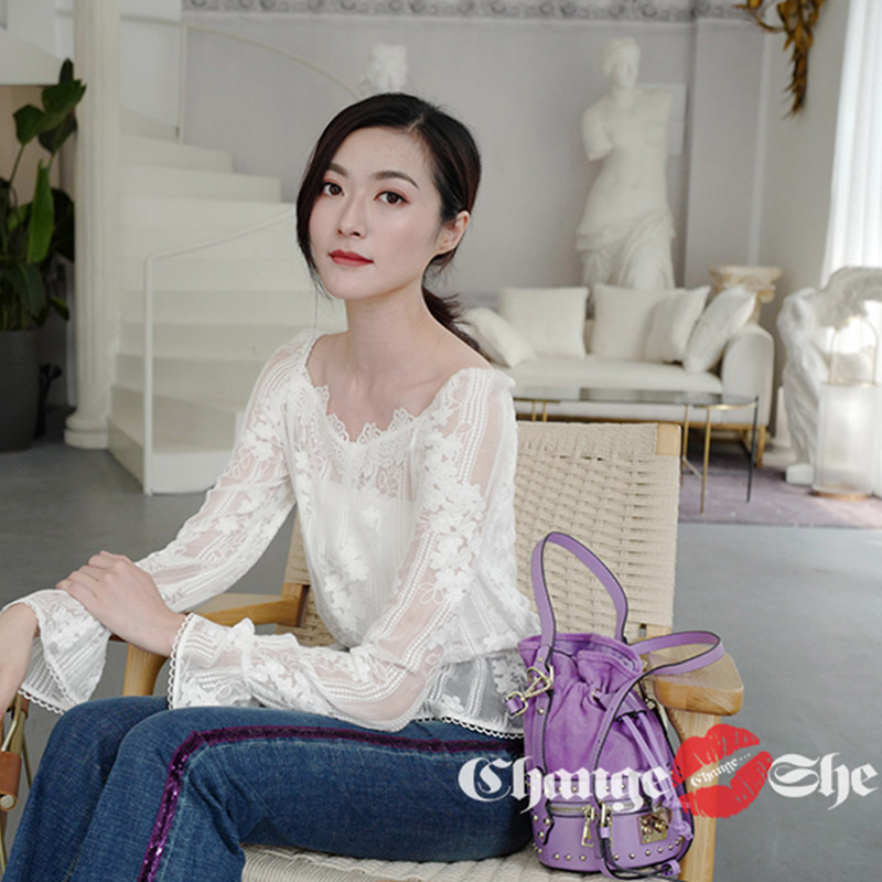 千细change she2020春装新款上衣 changeshe蕾丝衫/雪纺衫