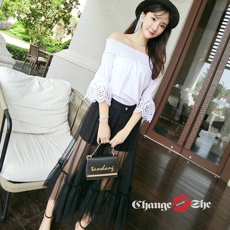 2020夏季新款简约高腰牛仔半身裙 changeshe半身裙