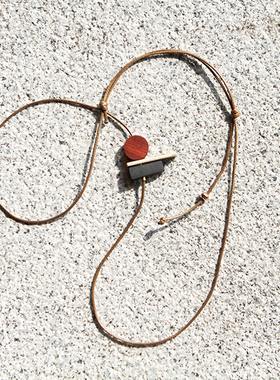 原创意手工黑檀木质女黄铜项链