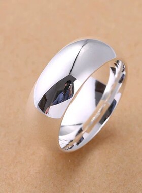 免费刻字999纯银戒指男款8mm弧面高级感闭口实心设计感情人节礼物