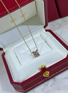 S925纯银超闪牛角锆石单钻吊坠气质小众时尚名媛项链女锁骨链