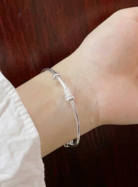 足银999小蛮腰手镯女纯银手环简约气质女友闺蜜生日情人节礼物