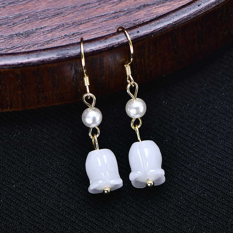 简约百搭郁金香花朵耳环甜美气质设计师款个性长款纯银耳饰显脸瘦,淘宝优惠券,粉丝福利购,淘宝优惠卷