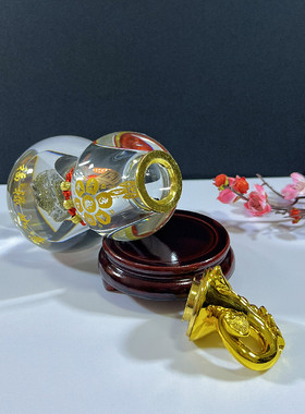 开口招财葫芦摆件水晶