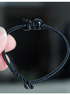 黑色细绳子十二生肖手链黑色属相小吊坠鼠牛虎兔龙蛇马羊猴鸡狗