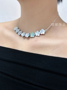 新品特价好货赚流量甲状腺术后遮挡疤痕项链天然灰蝶贝休闲风原创