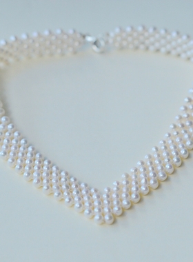 甲状腺疤痕925银天然淡水珍珠