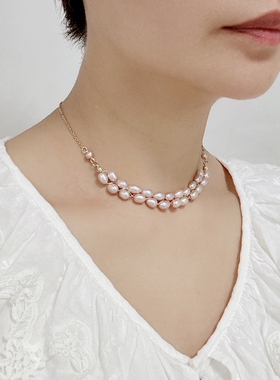 天然珍珠女遮疤痕项链原创设计