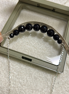 甲壮腺友术后遮疤痕天然黑玛瑙925纯银链简单休闲百搭款防过敏
