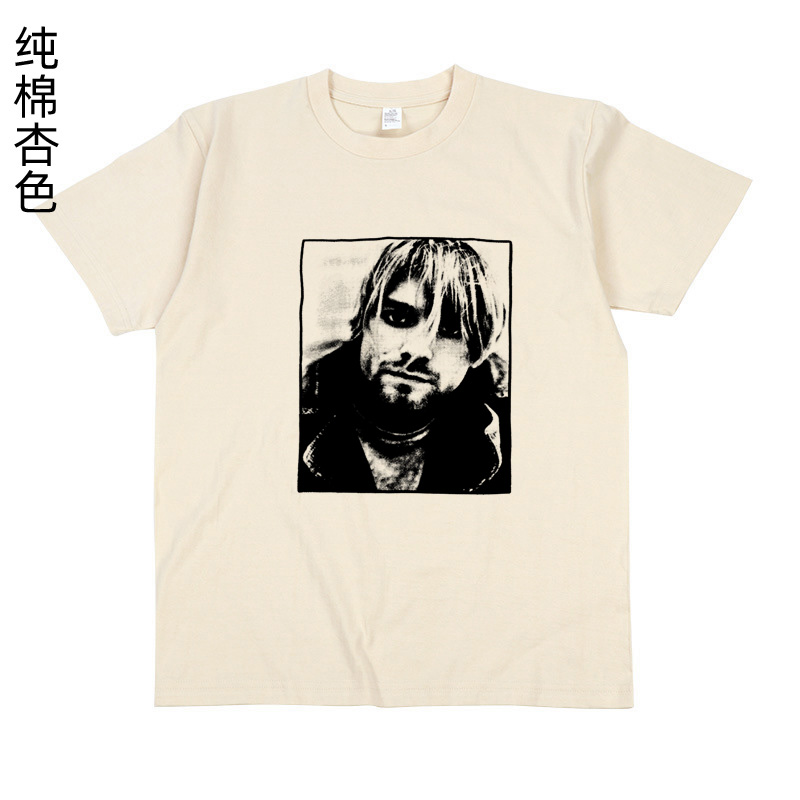 kurt cobain grunge rock punk 黑白 印花男女纯棉T体恤衫T shirt - 图1