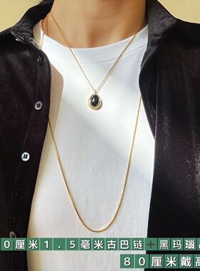 A盒子链麻花链满天星米珠麦穗蛇骨链女长款毛衣链子镀18K金可调节