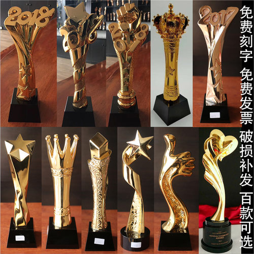 水晶奖杯定制大拇指五角星台球足球篮球乒乓奖杯刻字现货树脂镀金 - 图3