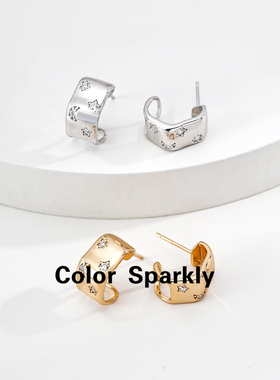 925银镀金星星耳环轻奢小众