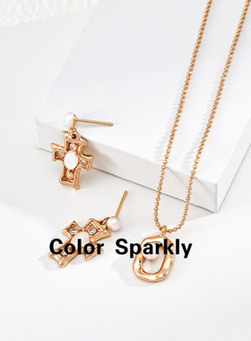 ColorSparkly925银镀金耳钉