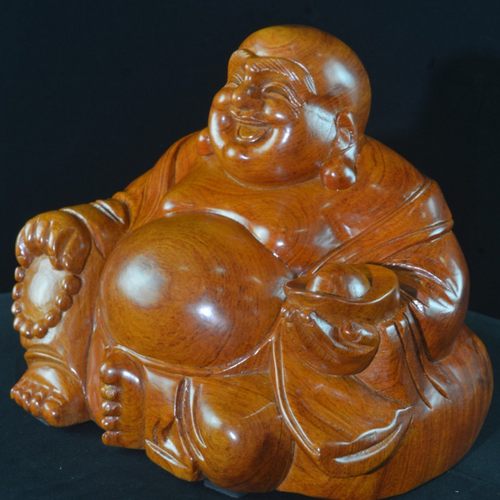 红木弥勒佛木雕车载花梨大肚笑佛玄关中式坐佛雕刻实木摆件工艺品 - 图2