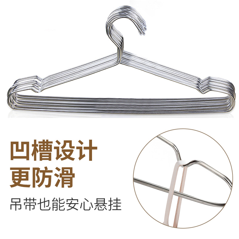 百家好世不锈钢衣架加粗防滑掉衣撑子家用大衣架成年人住宿挂衣架