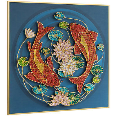 墙蛙莲年有鱼diy节日礼物手工制作绕线钉子画材料锦鲤送长辈挂画 虎窝淘