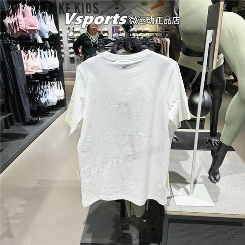 NIKE耐克t恤女2025夏季新款运动印花图案宽松短袖白色 IF0607-100 - 图1