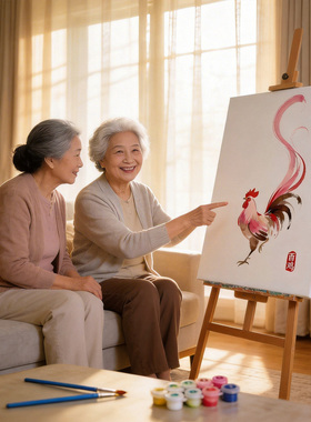 中式十二生肖公鸡DIY数字油画