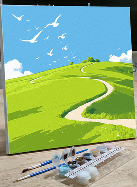 春季风景数字油画diy手工填色画