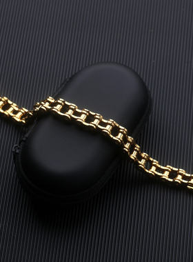 钛钢手链 男士单车链 电镀全金色 不锈钢加硅胶