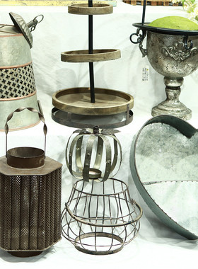 复古zakka杂货铁艺木质摆件挂件