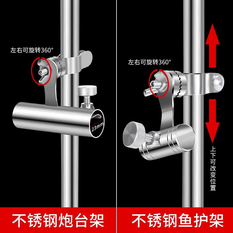 不锈钢鱼竿支架地插 多功能插地架杆炮台支架钓鱼野钓三合一架 - 图1