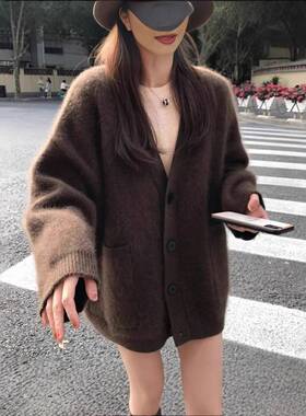 早春晴朗尚之桃孙千同款针织开衫休闲简约V领长袖秋冬外套上衣女