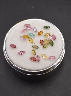 天然宝石碧玺裸石马眼形巴西碧玺配石红蓝黄可镶嵌戒指耳钉补石