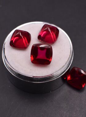肥正方糖塔形红宝石糖包山戒面裸石平底素面糖塔红宝裸石ruby5号