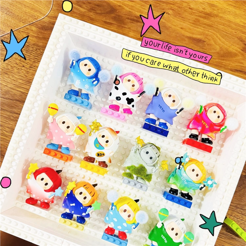 DIY小颗粒积木相框兼容乐高yoyo酱摆件收纳创意人仔展示盒礼物