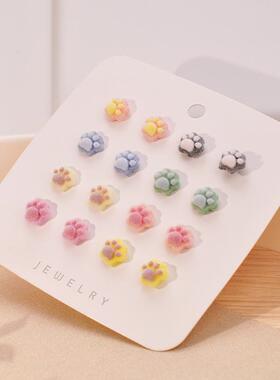 可爱咖色秋冬耳钉套装